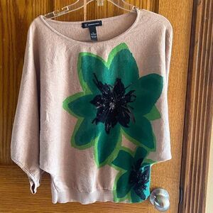 Inc Tan Green Black Sequined Xl Sweater